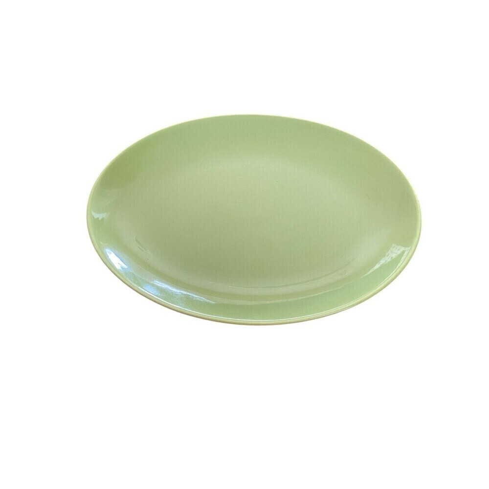Vintage Homer Laughlin Rhythm 11.5" Oval Serving Platter Chartreuse Green MCM